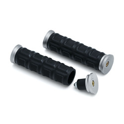 PartzBiz HD KA6678 - Kuryakyn 6678 Silver dILLINGER Grips EPDM Aluminum Universal 1" Handlebars Fit 484248 PartzBiz HD KA6678 - Kuryakyn 6678 Silver dILLINGER Grips EPDM Aluminum Universal 1" Handlebars Fit 484248