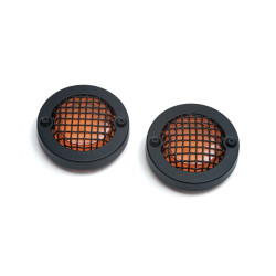 PartzBiz HD KA6546 - Kuryakyn Black Mesh Bullet Turn Signal Bezels Amber Lens for Harley | 6546 PartzBiz HD KA6546 - Kuryakyn Black Mesh Bullet Turn Signal Bezels Amber Lens for Harley | 6546