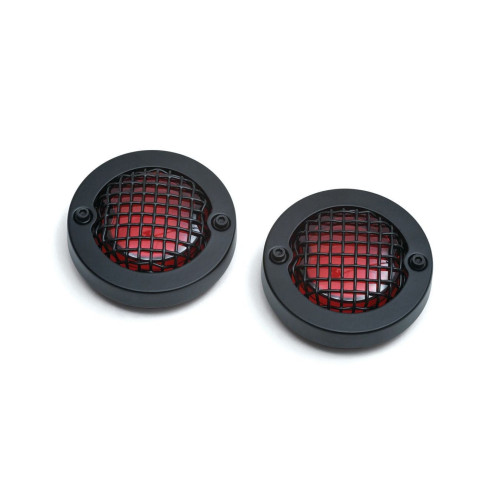 PartzBiz HD: 4412684-Kuryakyn Black Mesh Bullet Turn Signal Bezels เลนส์สีแดงสำหรับ Harley | 6547 PartzBiz HD: 4412684-Kuryakyn Black Mesh Bullet Turn Signal Bezels เลนส์สีแดงสำหรับ Harley | 6547