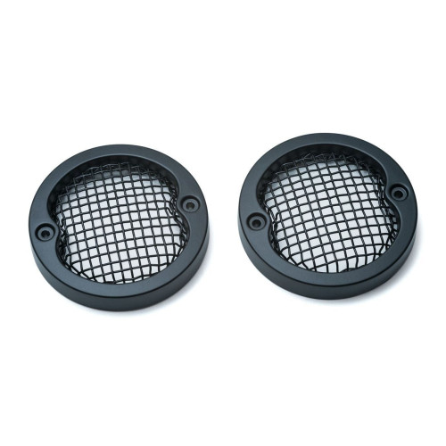 PartzBiz HD: 4412686-Kuryakyn Black Mesh Flat 3-1/4" Turn Signal Bezels Covers Harley Pancake Style | 6514 PartzBiz HD: 4412686-Kuryakyn Black Mesh Flat 3-1/4" Turn Signal Bezels Covers Harley Pancake Style | 6514