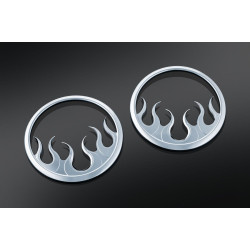 PartzBiz HD KA7374 - Kuryakyn Chrome Flame Front Fairing Speaker Grills for Harley FLH/T 14-15 | 7374 PartzBiz HD KA7374 - Kuryakyn Chrome Flame Front Fairing Speaker Grills for Harley FLH/T 14-15 | 7374