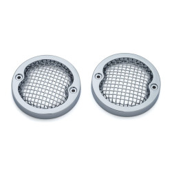 PartzBiz HD KA6513 - Kuryakyn Chrome Mesh Flat 3-1/4" Turn Signal Bezels Covers Harley Pancake Style | 6513 PartzBiz HD KA6513 - Kuryakyn Chrome Mesh Flat 3-1/4" Turn Signal Bezels Covers Harley Pancake Style | 6513