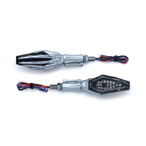 PartzBiz HD: 4412396-Kuryakyn Chrome Skeleton Hand Single Function Turn Signal for Harley / Metric Pair | 2528 PartzBiz HD: 4412396-Kuryakyn Chrome Skeleton Hand Single Function Turn Signal for Harley / Metric Pair | 2528