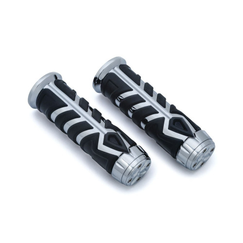 PartzBiz HD: 4412399-Kuryakyn Chrome Spear Grips for 7/8" Handlebars Universal Indian Honda Yamaha PartzBiz HD: 4412399-Kuryakyn Chrome Spear Grips for 7/8" Handlebars Universal Indian Honda Yamaha