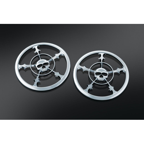 PartzBiz HD: 4412366-Kuryakyn Chrome Zombie Front Fairing Speaker Grills สำหรับ Harley FLH/T 14-15 | 7373 PartzBiz HD: 4412366-Kuryakyn Chrome Zombie Front Fairing Speaker Grills สำหรับ Harley FLH/T 14-15 | 7373