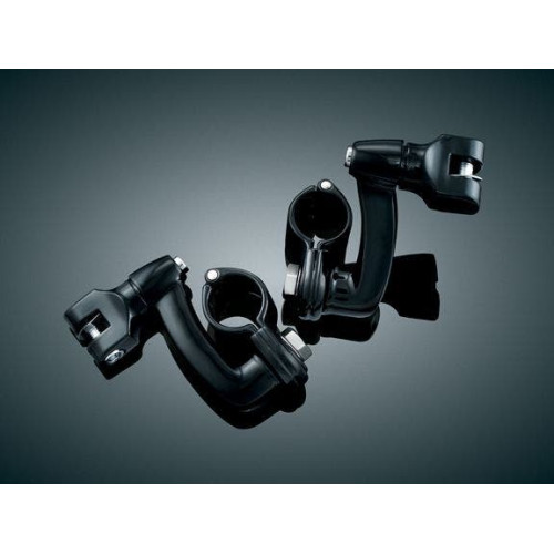 PartzBiz HD: 4412212-พักเท้า Offset Kuryakyn Black Longhorn พร้อมแคลมป์ Magnum 1.25” ตัวยึดบนทางหลวง | 7571