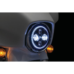 PartzBiz HD KA2460 - Kuryakyn Orbit Vision 7" LED w/ White LED Halo Harley Headlight FLH/T 2460 PartzBiz HD KA2460 - Kuryakyn Orbit Vision 7" LED w/ White LED Halo Harley Headlight FLH/T 2460