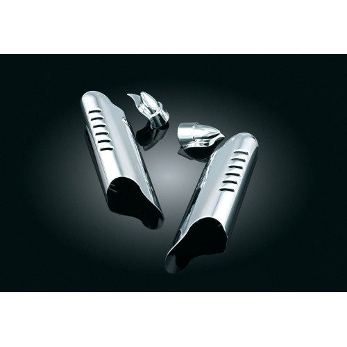 PartzBiz HD: 4411750-Kuryakyn Chrome Lower Fork Leg Deflector Shields สำหรับรุ่น Harley 00-13 | 7768 PartzBiz HD: 4411750-Kuryakyn Chrome Lower Fork Leg Deflector Shields สำหรับรุ่น Harley 00-13 | 7768