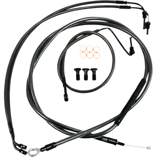 PartzBiz HD: 4411638-LA Choppers Midnight Stock Mini Ape Hanger DD Cables Line Kit Harley Softail 18-Up