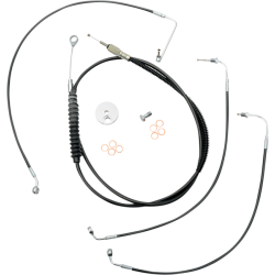 PartzBiz HD DS06620781 - LA Choppers Black  Mini Ape Hanger Handlebar "DD" Cable Brake Line Kit 