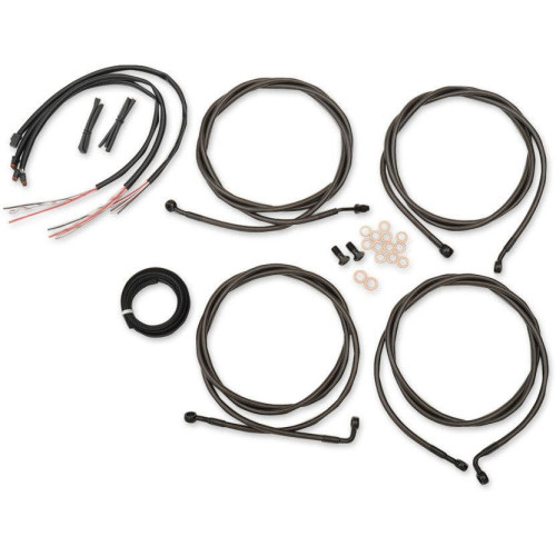 PartzBiz HD: 4411268-LA Choppers Midnight Black Complete 18"-20" Extended Cable Kit ABS FLHT/X 17 | LA-8054KT2-19M