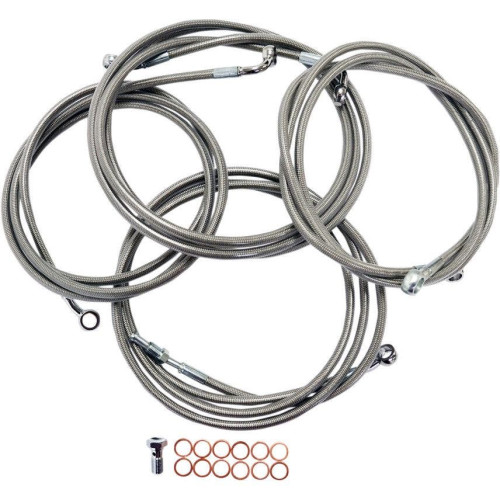 PartzBiz HD: 4411226-La Choppers Stainless Braided Handlebar Cable Kit '13 CVO & '14 Harley FLH - 18"-20" - LA-8052KT-19