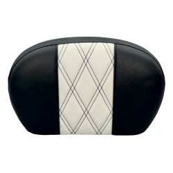 PartzBiz HD LPL-SBP01GT/HR1 - Le Pera GT1 w/ HT1 Black & White Sissy Bar Pads for Harley Standard & Tall Bar Uprights | L-SBP01GT/HR1