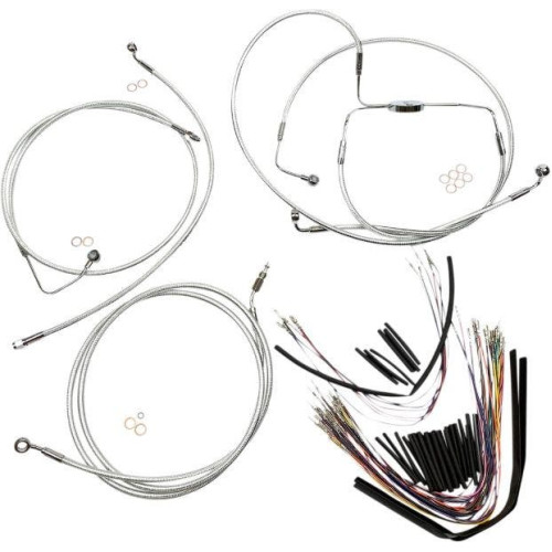 PartzBiz HD: 4409836-Magnum Sterling Chromite II Handlebar Cable Install Kit 12-14 Rise Harley 08-12