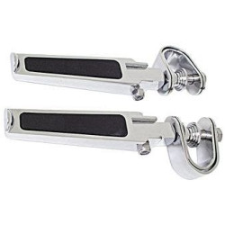 PartzBiz HD MU24008 - Mid USA 24008 Chrome Custom Footrest คู่แถบทางหลวงหรือเฟรม 1” - 1 1/4”