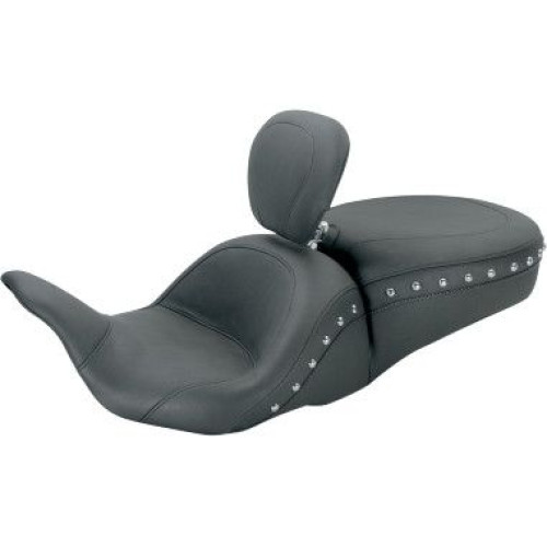 PartzBiz HD: 4408531-Mustang Lowdown Studded Chrome Seat W/ Driver Backrest Harley Touring FLH 08-17 | 79704 PartzBiz HD: 4408531-Mustang Lowdown Studded Chrome Seat W/ Driver Backrest Harley Touring FLH 08-17 | 79704