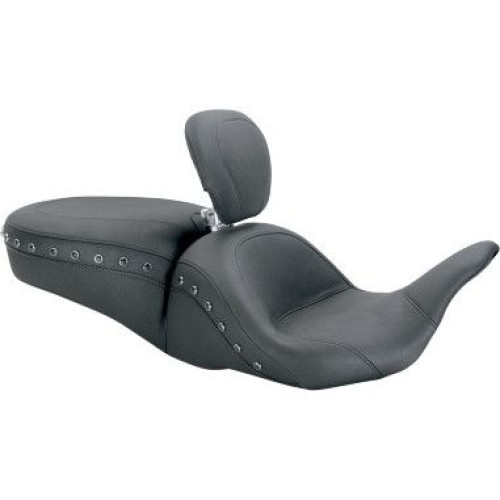 PartzBiz HD: 4408532-Mustang Lowdown Studded Black Seat W/ Driver Backrest Harley Touring FLH/T 08-17 | 79705 PartzBiz HD: 4408532-Mustang Lowdown Studded Black Seat W/ Driver Backrest Harley Touring FLH/T 08-17 | 79705