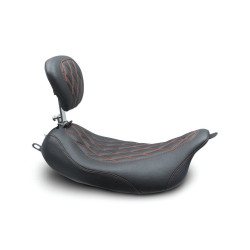 PartzBiz HD MD79727AB - Mustang 79727AB Red Stitch Wide Tripper Solo Seat w/ Backrest Harley FLH 08-21 PartzBiz HD MD79727AB - Mustang 79727AB Red Stitch Wide Tripper Solo Seat w/ Backrest Harley FLH 08-21