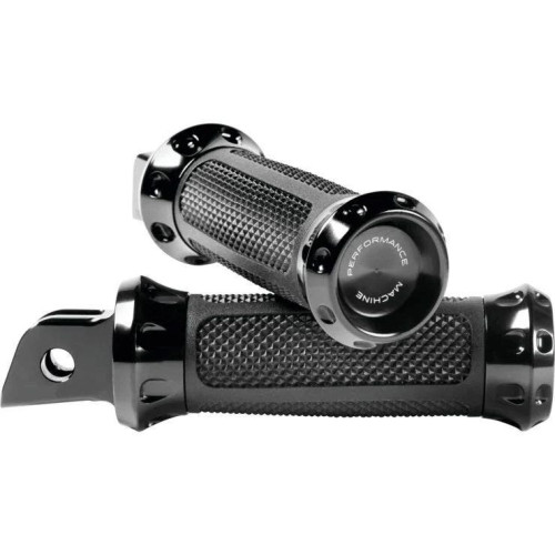PartzBiz HD: 4407633-Performance Machine Black Overdrive Rider Footpegs Harley M8 Softail 18-20