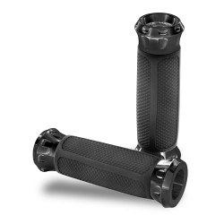 PartzBiz HD PM0063-2081-B - Performance Machine PM Black Overdrive Hand Grips Harley Cable Throttle 82-15 | 0063-2081-B PartzBiz HD PM0063-2081-B - Performance Machine PM Black Overdrive Hand Grips Harley Cable Throttle 82-15 | 0063-2081-B