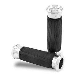 PartzBiz HD PM0063-2081-CH - Performance Machine PM Chrome Overdrive Hand Grips Harley Cable Throttle 82-15 | 0063-2081-CH PartzBiz HD PM0063-2081-CH - Performance Machine PM Chrome Overdrive Hand Grips Harley Cable Throttle 82-15 | 0063-2081-CH