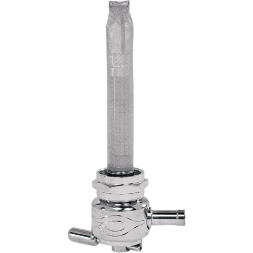 PartzBiz HD: 4407147-Pingel 6311-CF Power Flo Flamed Round Chrome 180 Deg ด้านใน 22mm Petcock Harley | 6311-ซีเอฟ