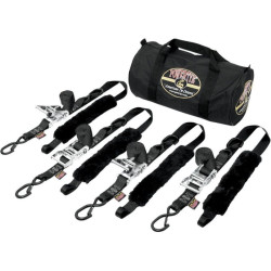 PartzBiz HD DS39200137 - PowerTye Black Fat Strap Motorcycle ATV Tie Downs 4 1.5" 1000 Lb Trailer Straps TRAILERKIT-82