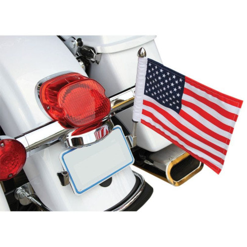 PartzBiz HD: 4406717-Pro Pad Polished License Plate Flag Pole Mount w/ 6x9 American USA 4 Harley | RFM-LPM PartzBiz HD: 4406717-Pro Pad Polished License Plate Flag Pole Mount w/ 6x9 American USA 4 Harley | RFM-LPM