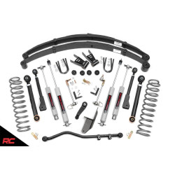 PartzBiz HD RT-69620 - Rough Country 69620  6.5" Lift Kit w/ N3 Shocks for 1984-2001 Jeep Cherokee XJ 4WD Sport Overland Limited Laredo Suspension Upgrade Replacement Best New Springs Coils Control Arms.
