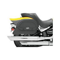 PartzBiz HD DS35010438 - Saddlemen Cruis'N Slant Jumbo 19" Custom Fit Universal Motorcycle Saddlebags | 3501-0438