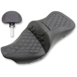 PartzBiz HD DS08011044 - Saddlemen Extended Reach Heated Sofa LS Seat W/ Backrest 08-19 Harley FLHT | 80807B-184BRHCT