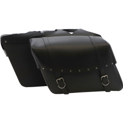 PartzBiz HD DS35010093 - Saddlemen Highwayman Riveted Slant Style Throw-Over Jumbo 18" Univ Saddlebags | X021-03-042
