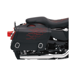 PartzBiz HD DS35010217 - Saddlemen Highwayman Tatto Red Stitch Jumbo Universal Throwover Saddlebags  | X021-05-0422