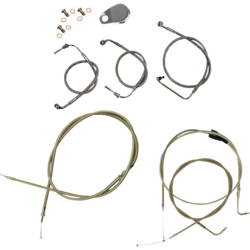 PartzBiz HD: 4402781-Stainless Braided Kit Cables Kits for 96-07 Harley FLTR FLHR 18"-20" Apes | LA-8006KT-19
