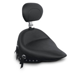 PartzBiz HD MD79120 - Mustang Seat Wide Chrome Studded Solo Seat w/ Backrest Harley 00-05 FXST 00-07 | 79120 PartzBiz HD MD79120 - Mustang Seat Wide Chrome Studded Solo Seat w/ Backrest Harley 00-05 FXST 00-07 | 79120