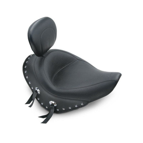 PartzBiz HD: 4402713-Mustang Wide Chrome Studded Solo Seat w/ Backrest Harley 06-10 FXST 07-17 FLSTF | 79532 PartzBiz HD: 4402713-Mustang Wide Chrome Studded Solo Seat w/ Backrest Harley 06-10 FXST 07-17 FLSTF | 79532