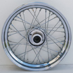 PartzBiz HD MW36-350 - Ultima 36-350 Chrome 40 Spoke 16 X 3" Front Wheel Harley FLST 84-99 chopper classic old school wire custom bagger replacement best for performance motorcycle