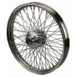 PartzBiz HD MW36-411 - Ultima 36-411 Chrome 80 Spoke Front Wheel w/ Billet Hub 21‚Äù x 2.15‚Äù Harley Custom Chopper Upgrade Replacement Rim Spokes Softail