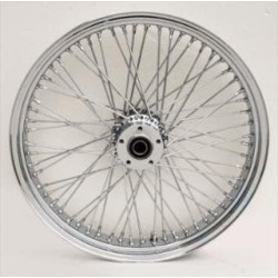 PartzBiz HD MW36-491 - Ultima 36-491 Chrome 60 Spoke Front Wheel Billet Hub 21‚Äù x 3.5‚Äù Harley Davidson Dual Disc Harley Custom Chopper Upgrade Replacement Rim Spokes Softail