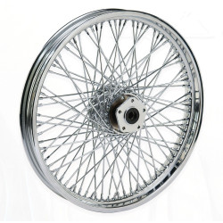 PartzBiz HD MW36-498 - Ultima 36-498 Chrome 80 Spoke Front Wheel w/ Billet Hub 21‚Äùx 3.50‚Äù 1" Axle dual disc