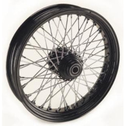 PartzBiz HD MW36-651 - Ultima 36-651 Black / Chrome Billet 60 Spoke 18 x 3.5" Single Disk Front Wheel 1" Axle 00-07 Harley Davidson Custom Chopper Bike Motorcycle Rim Classic Upgrade Replacement 