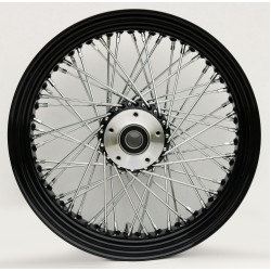 PartzBiz HD MW36-657 - Ultima 36-657 Black 60 Spoke Front Wheel w/ Billet Hub 16"x3.5" 1" Axle harley custom bike chopper xs650 metric 