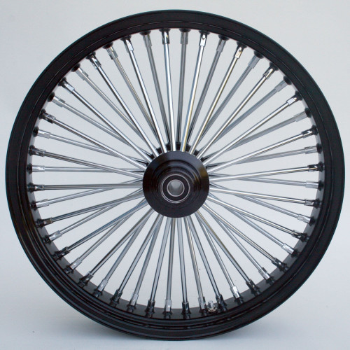 PartzBiz HD: 4401757-Ultima 37-533 Black Fat King 48 Spoke Front Wheel w/ Billet Hub 21"x3.5" 1" Axle