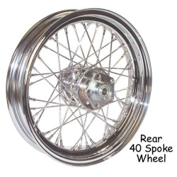 PartzBiz HD MU51645 - V Factor 16x3" 40 Spoke Rear Wheel For Harley Sportster Dyna Softail 79-99