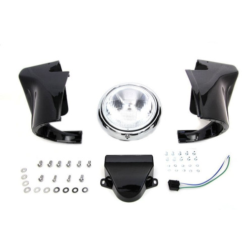 PartzBiz HD: 4401294-V-Twin 24-19647" Headlamp Nacelle Cowl Kit Black Harley Shovelhead FL 60-84 bodywork wind shield deflector davidson electra road street glide king best for upgrade replacement custom bagger bobber chopper electra glide road king street