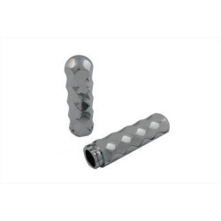 PartzBiz HD VT28-0586 - V-Twin 28-0586 Chrome Billet Faceted Diamond Style Handlebar Grips Harley 82-17