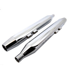PartzBiz HD VT30-0639 - V-Twin 30-0639 Muffler Set with Chrome Long Tapered End Tips Harley FLT 95-16 electra road street glide king best for upgrade exhaust davidson replacement oem