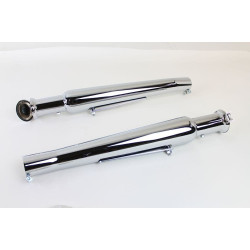 PartzBiz HD VT30-0848 - V-Twin 30-0848 Chrome Megaphone Upsweep Flapper Muffler 1-3/4" Pipes Harley Davidson Slip On Exhaust Upgrade Replacement Universal Custom