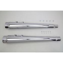 PartzBiz HD VT30-0939 - V-Twin 30-0939 Chrome Wyatt Gatling Megaphone Slip On Mufflers 17-19 Harley FLTR road glide exhaust upgrade