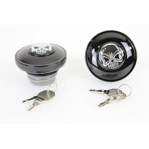 PartzBiz HD: 4401113-V-Twin 38-0652 Black Skull Gas Cap ชุด Vented & Non Vented 1996-Up Harley FX Dyna Softail PartzBiz HD: 4401113-V-Twin 38-0652 Black Skull Gas Cap ชุด Vented & Non Vented 1996-Up Harley FX Dyna Softail